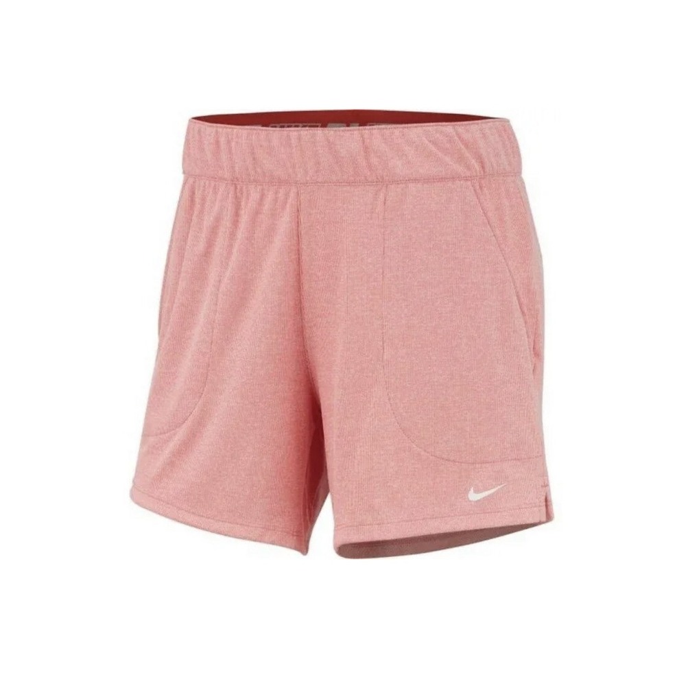 Nike Dri-Fit Shorts Size Large Coral Striped Pull On Pockets Athletic Gym Short